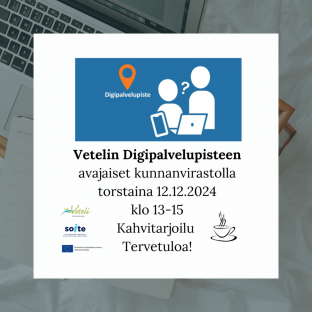 Vetelin Digipalvelupisteen avajaiset to 12.12.2024 klo 13-15