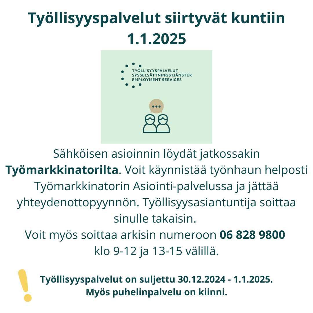 Työllisyyspalvelut kuntiin 1.1.2025