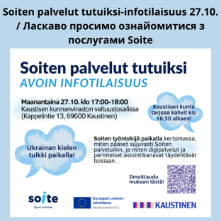 Soiten palvelut tutuiksi-infotilaisuus 27.10. / Ласкаво просимо ознайомитися з послугами Soite