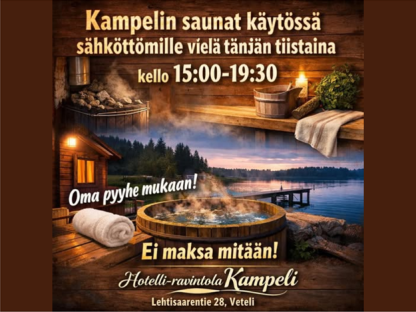 VETELIN KUNTA TARJOAA SÄHKÖKATKOISTA KÄRSIVILLE KOTITALOUKSILLE 30.-31.12.