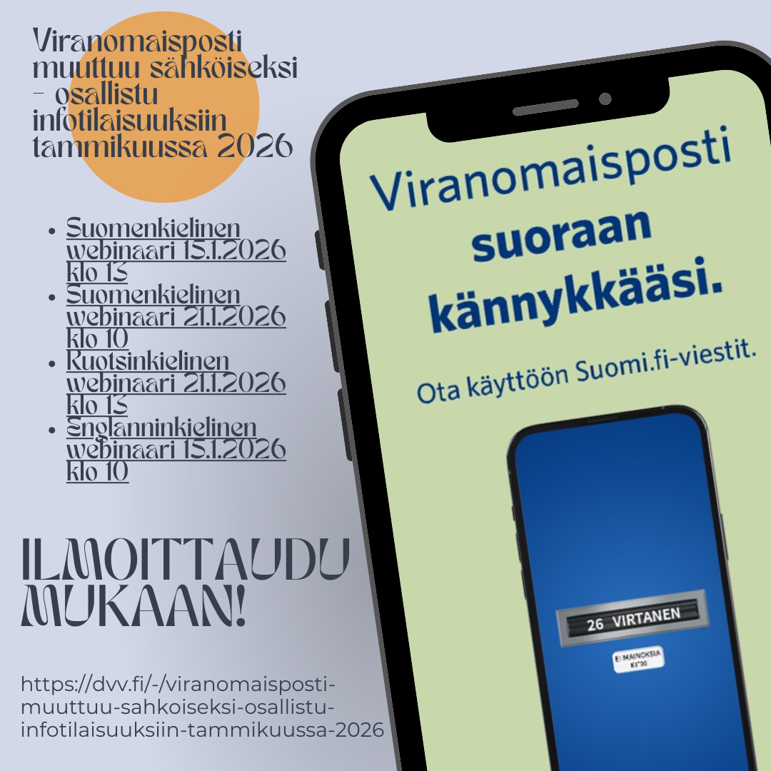 Viranomaisposti muuttuu sähköiseksi - osallistu infotilaisuuksiin tammikuussa 2026