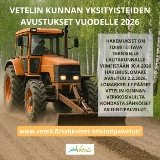 Vetelin kunnan YKSITYISTEIDEN AVUSTUKSET vuodelle 2026