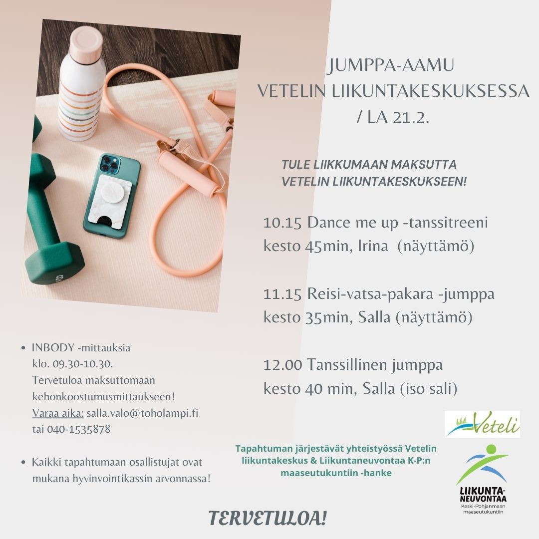TULOSSA JUMPPA-AAMU 21.2.2026 VETELIN LIIKUNTAKESKUKSESSA