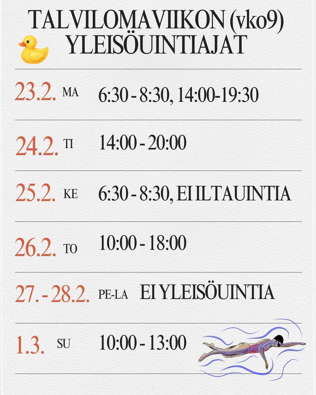 Vetelin liikuntakeskuksessa tapahtuu talvilomalla!