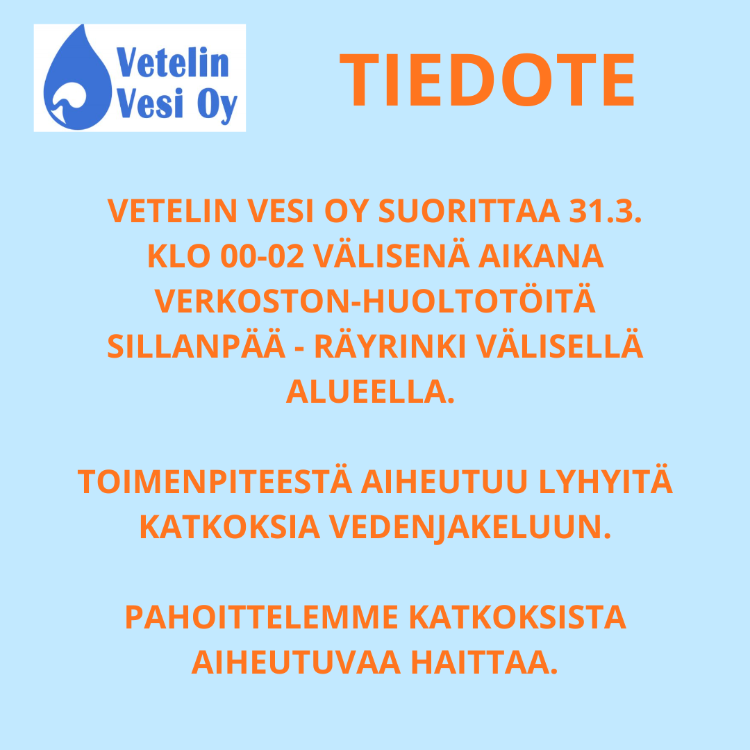 TIEDOTE - VETELIN VESI OY