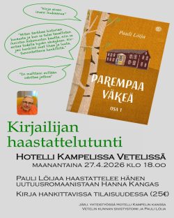 KIRJAILIJAN HAASTATTELUTUNTI - PAULI LÖIJA, Hotelli Kampelissa ma 27.4. klo 18.00