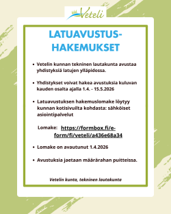 LATUAVUSTUSHAKEMUKSET - haettavissa 1.4.-15.5.2026