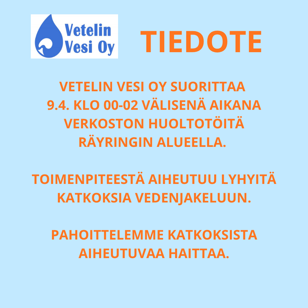 TIEDOTE - VETELIN VESI OY