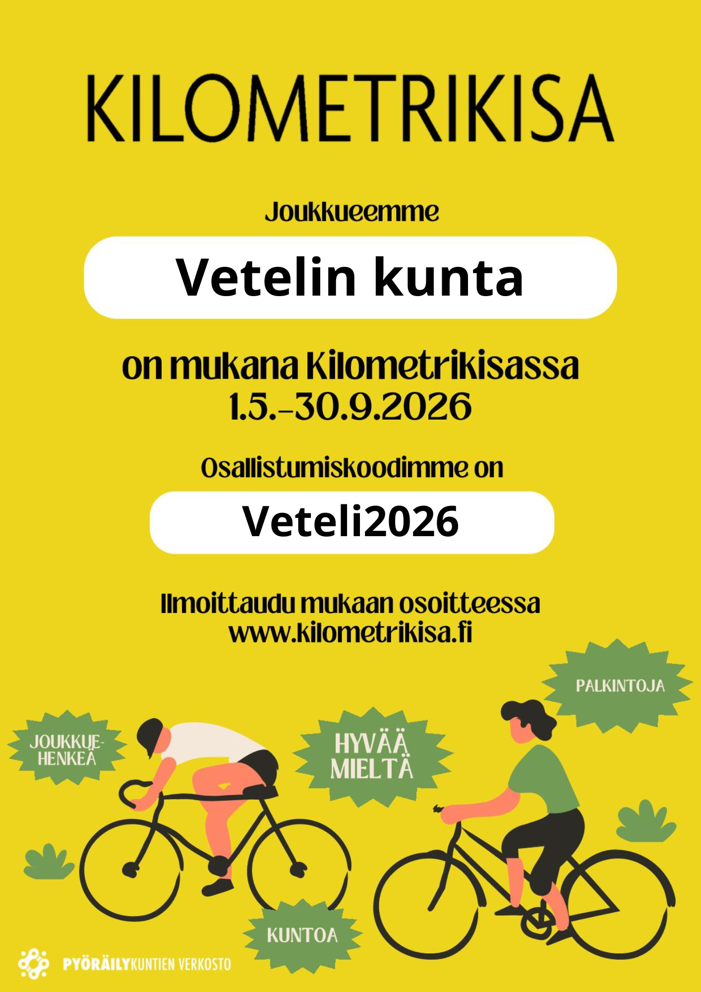 Vetelin kunnan joukkue valtakunnallisessa Kilometrikisassa