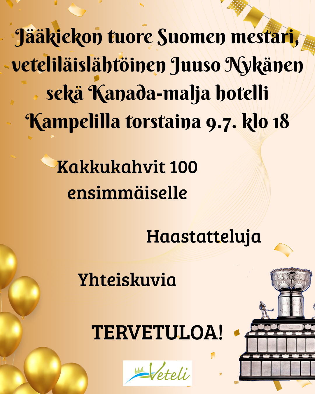 Juuso Nykänen sekä Kanada-malja hotelli Kampelilla torstaina 9.7. klo 18!
