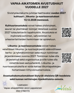 Vapaa-aikatoimen avustushaut vuodelle 2027